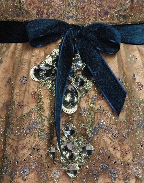 Velvet Belt on Embroidered Dress